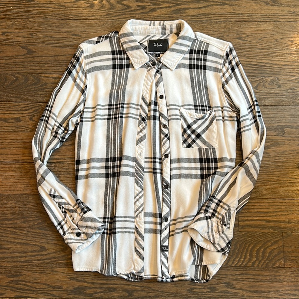 Rails black & white plaid button down